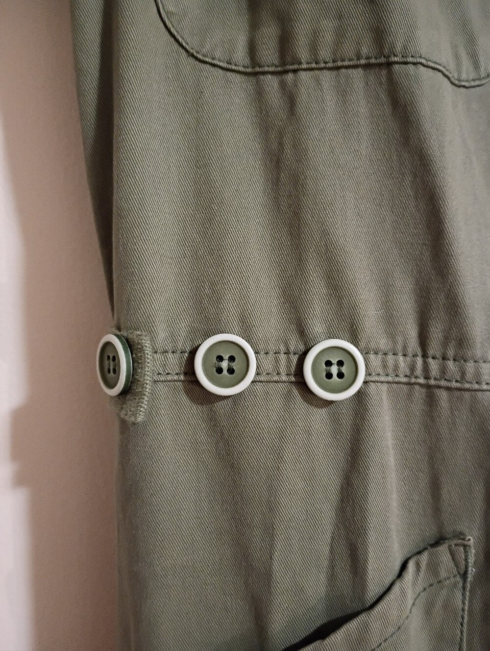 PISTOLA Star-Print Olive Green Utility Jumpsuit Like New - Picture 4 of 7
